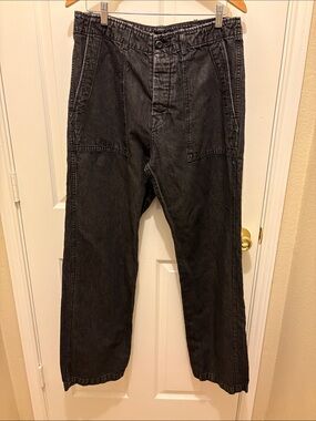 Imogene and Willie L Washed Black Cargo Trousers A101 dimensions below
